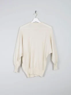 Women's Cream Beaded Embellished Wool Jumper S