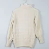 Women's Cream Wool Vintage Aran Polo Neck Jumper S/M