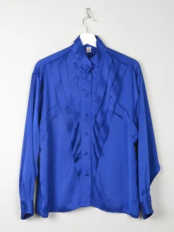 Women's Electric Blue Satin Blouse S/M
