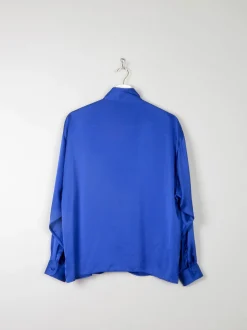 Women's Electric Blue Satin Blouse S/M