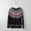 Women's Fair-Isle Navy Vintage Style Jumper S