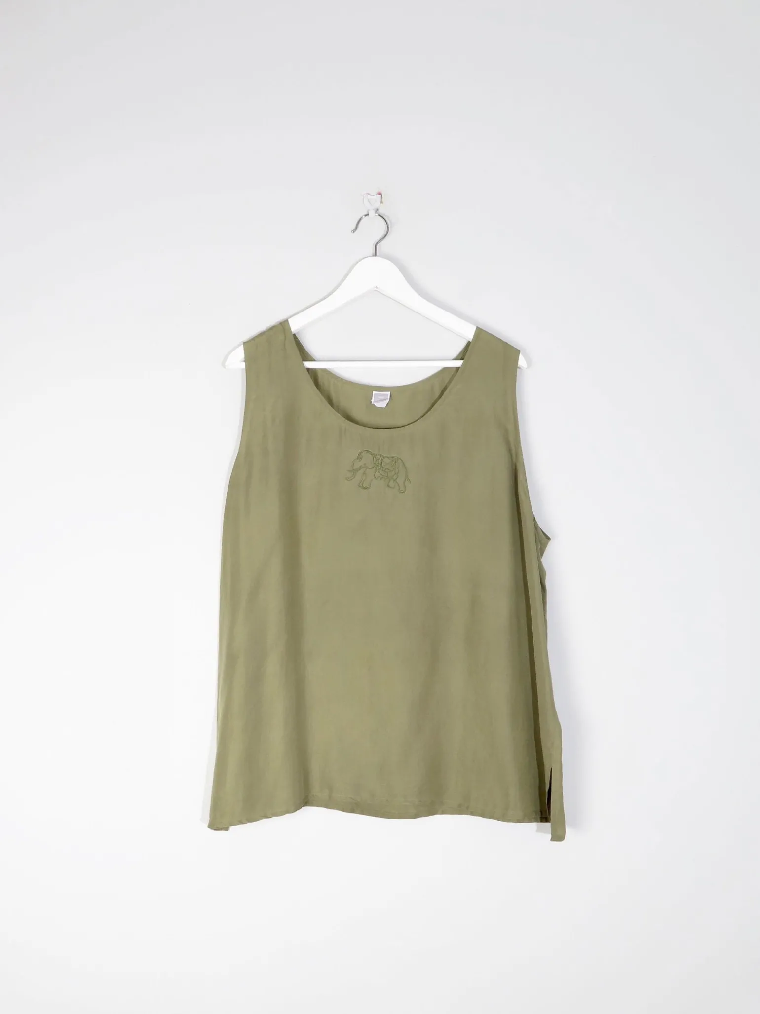 Women’s Green Silk Vintage Vest Top XL
