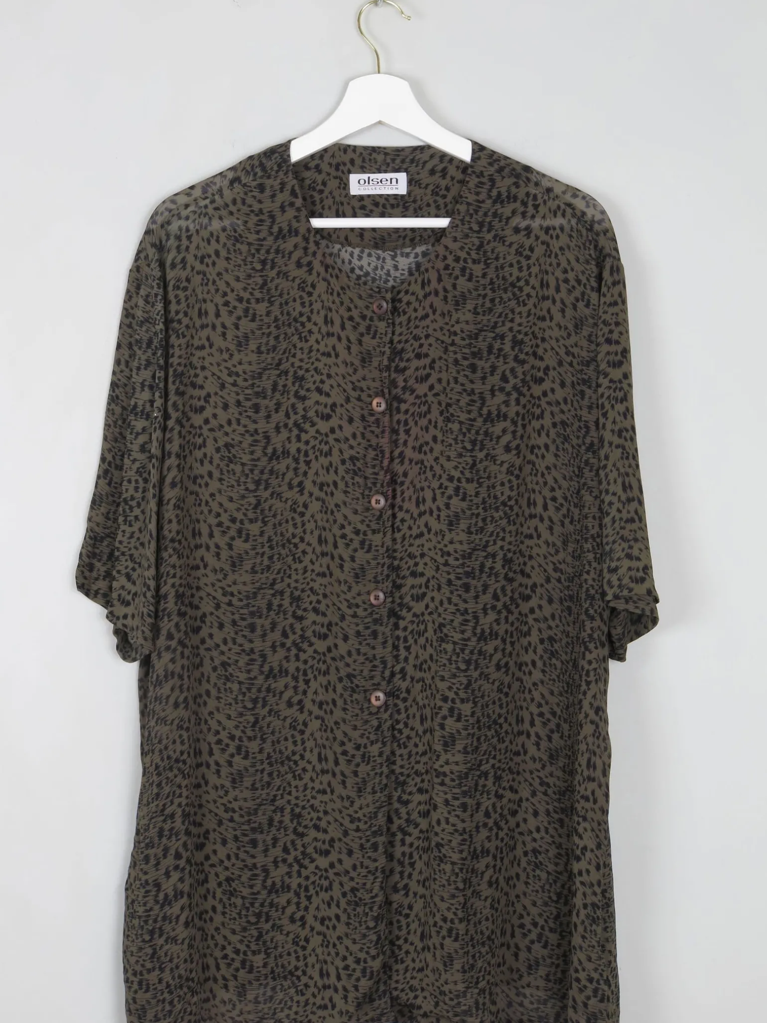 Women's Green Vintage Leopard Print Shirt/Dress L