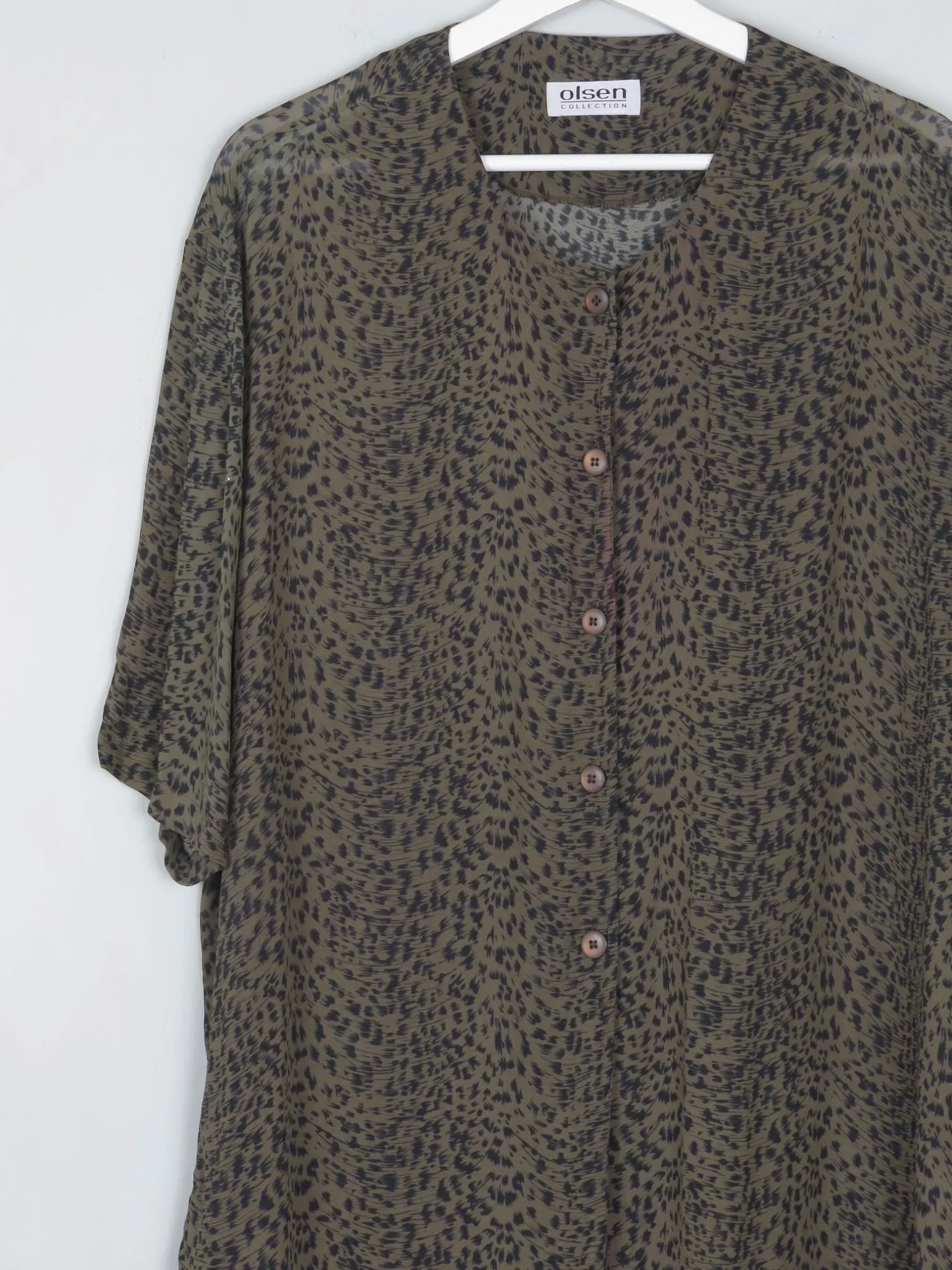 Women's Green Vintage Leopard Print Shirt/Dress L