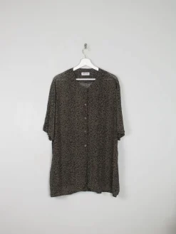Women's Green Vintage Leopard Print Shirt/Dress L