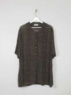 Women's Green Vintage Leopard Print Shirt/Dress L