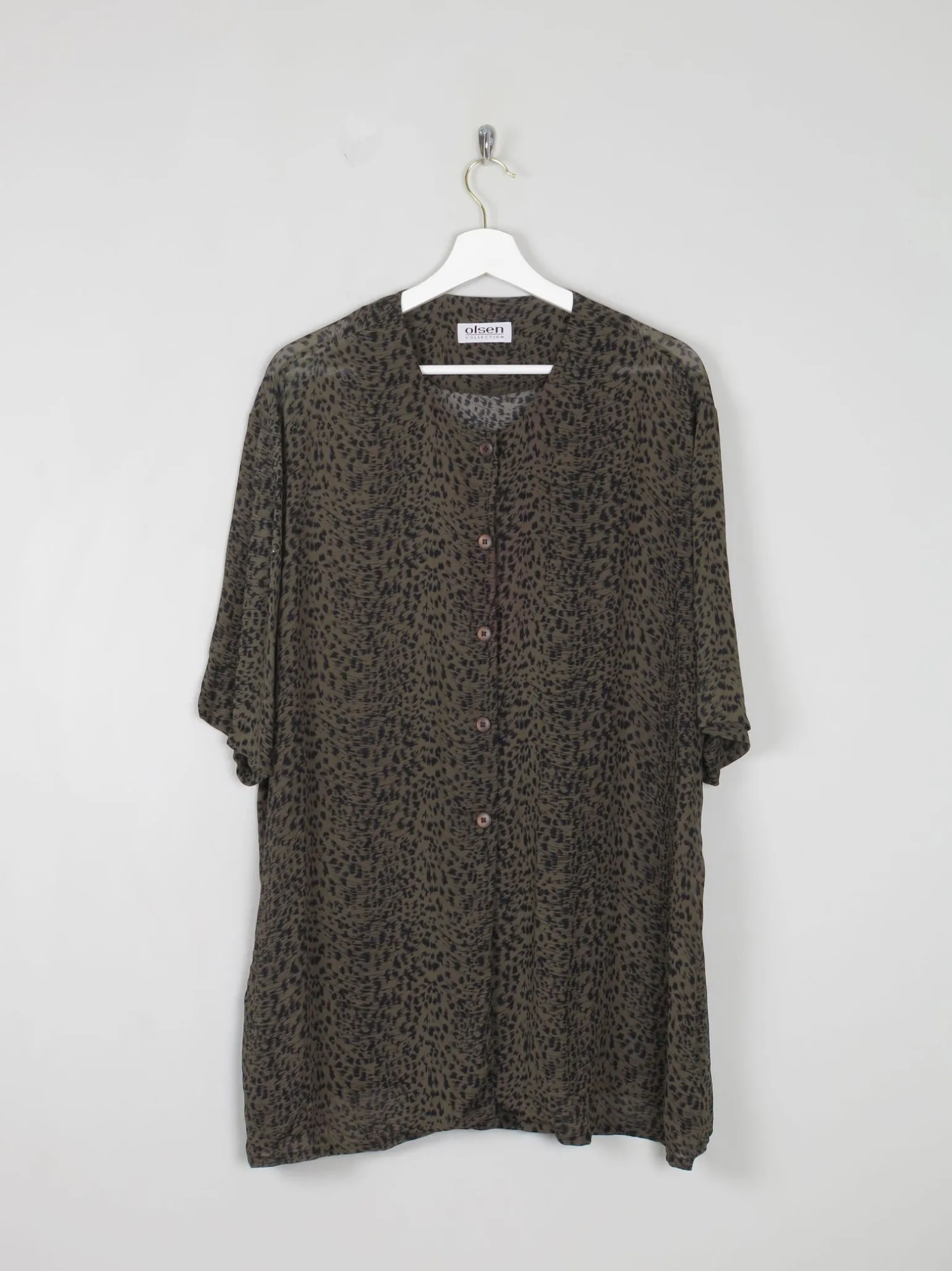 Women's Green Vintage Leopard Print Shirt/Dress L