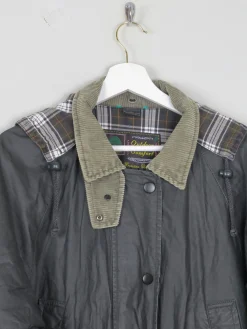 Women's Green Vintage Wax Jacket With Hood M/L
