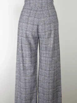 Women's Grey & Blue Wool Trousers L