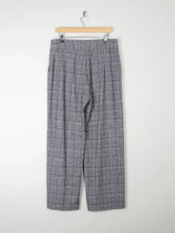Women's Grey & Blue Wool Trousers L
