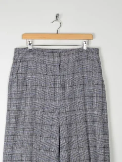 Women's Grey & Blue Wool Trousers L