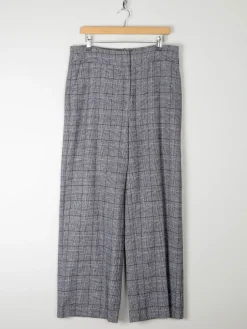 Women's Grey & Blue Wool Trousers L