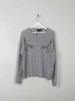 Women's Grey Cashmere Embroidered Kooples Jumper M