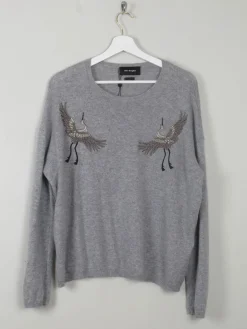 Women's Grey Cashmere Embroidered  Kooples Jumper M