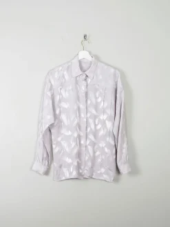 Women's Grey Vintage Blouse Jacquard Embossed S/M