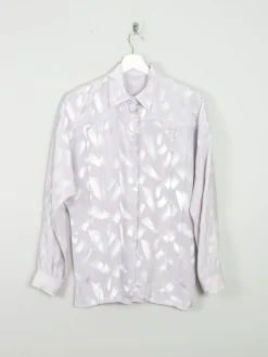 Women's Grey Vintage Blouse Jacquard Embossed S/M
