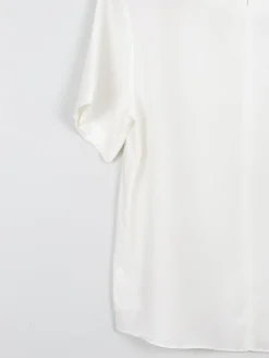Women's Ivory Short Sleeved Blouse With Embroidery Detail S