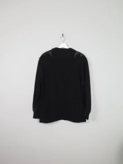 Women's Knitted Black Open Cardigan With Motifs M-XL