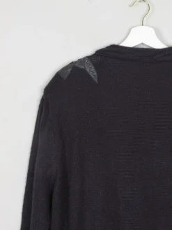 Women's Knitted Black Open Cardigan With Motifs M-XL
