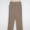 Women's Light Brown Striped Cotton Trousers 28" S
