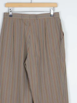 Women's Light Brown Striped Cotton Trousers 28