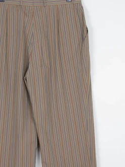 Women's Light Brown Striped Cotton Trousers 28