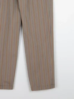Women's Light Brown Striped Cotton Trousers 28