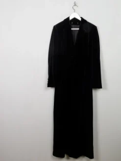 Women’s Long Black Velvet Coat S