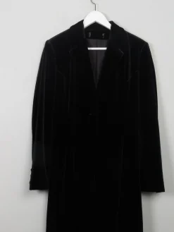 Women’s Long Black Velvet Coat S