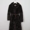 Women's Long Brown Faux Fur Coat S