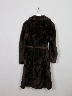 Women's Long Brown Faux Fur Coat S