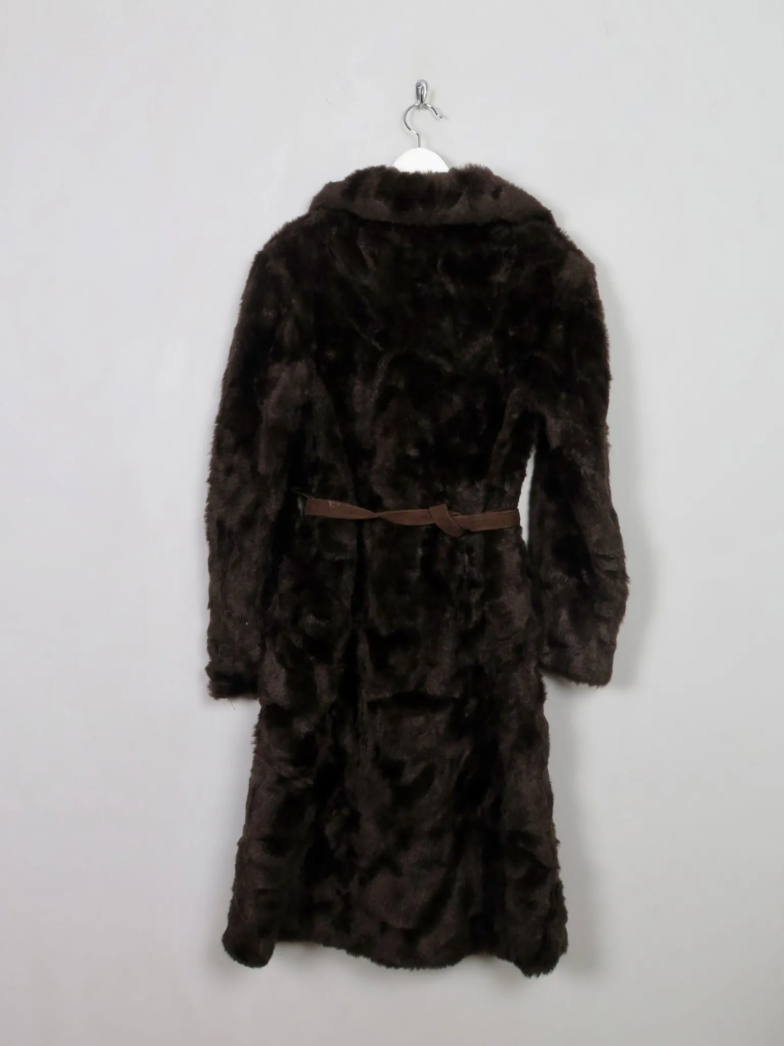 Women's Long Brown Faux Fur Coat S