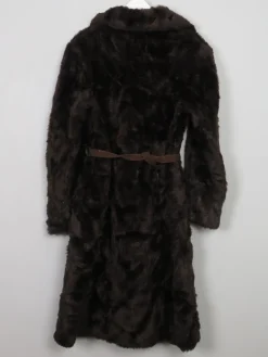Women's Long Brown Faux Fur Coat S