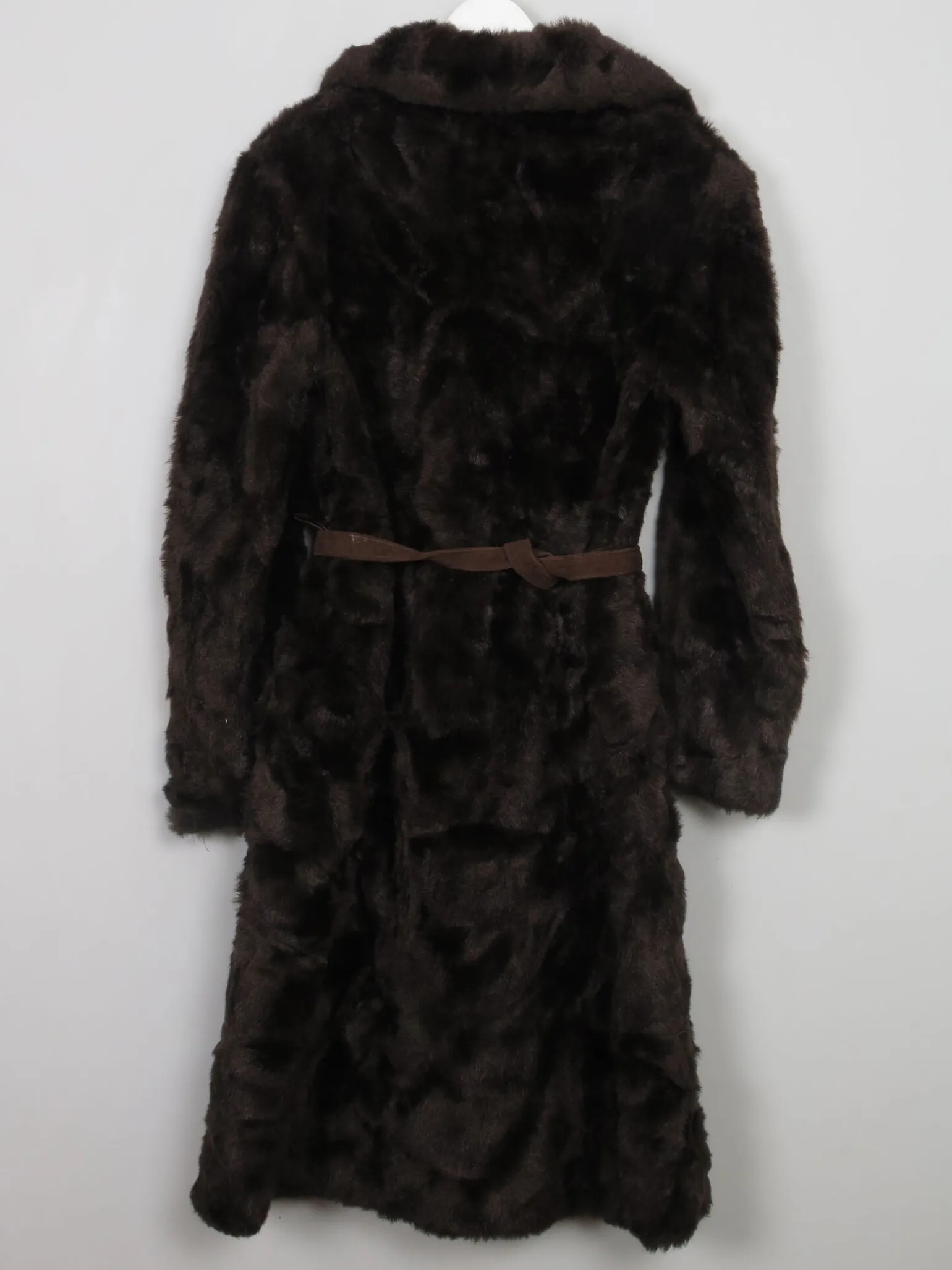 Women's Long Brown Faux Fur Coat S