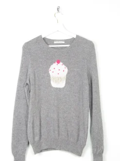 Women's M&S Cashmere Grey Jumper With CupCake Design M