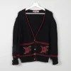 Women's Navy Austrian Cardigan With Floral Motifs L/XL