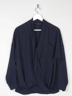 Women’s Navy Betty Jackson Cross Over Blouse 14