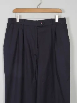 Women’s  Navy Wool Tapered Leg Trousers 14/ L  32