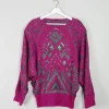 Women's Pink Lurex Jumper With Beads M/L