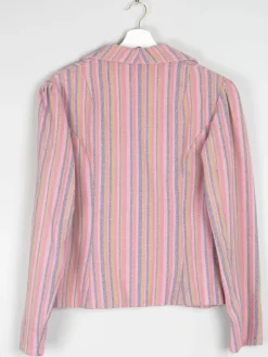 Women's Pink Striped Vintage Tweed Jacket M