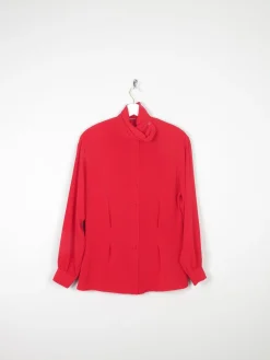 Women's Red Vintage Blouse S/M Relaxed Fit