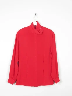 Women's Red Vintage Blouse S/M Relaxed Fit