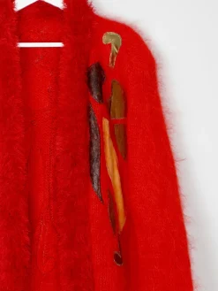 Women's Red Vintage Cardigan With Trim M/L