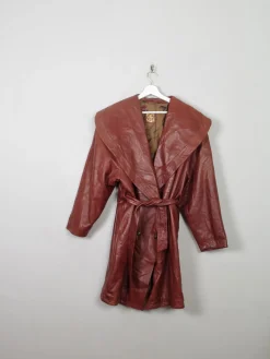 Women's Rust Brown Leather Coat M