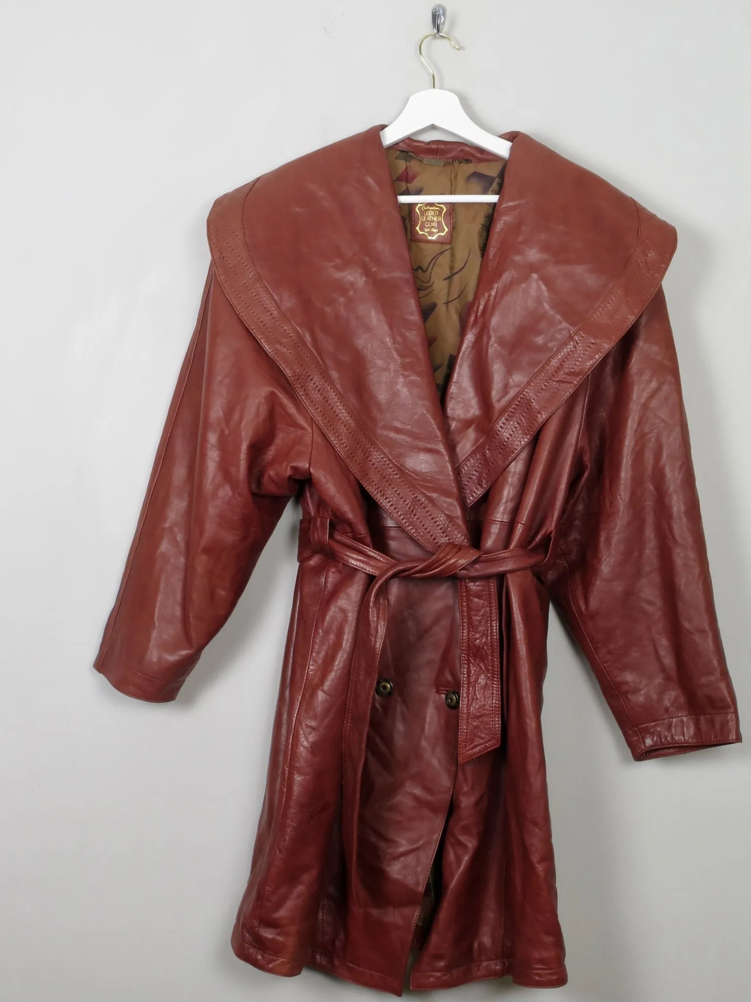 Women's Rust Brown Leather Coat M