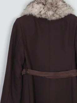 Women's 70s  Brown Coat With Faux Fur Collar M