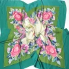 Women's Silk Large Vintage Scarf Green Printed