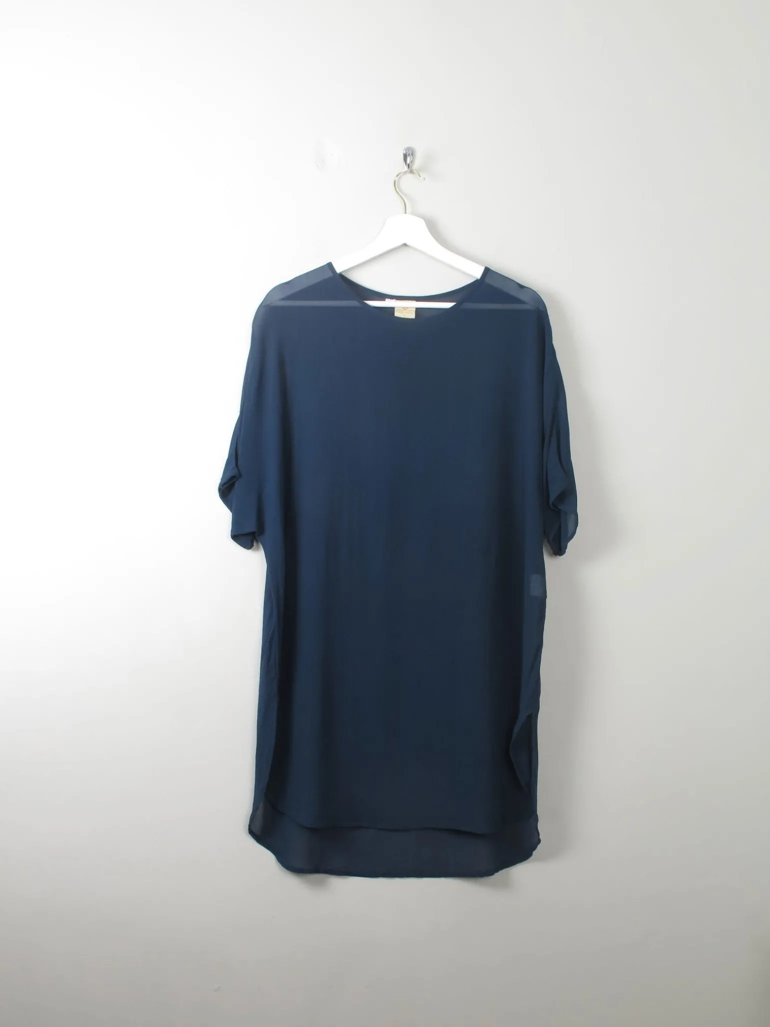 Women's Silk Petrol Blue Sheer Tunic M/L