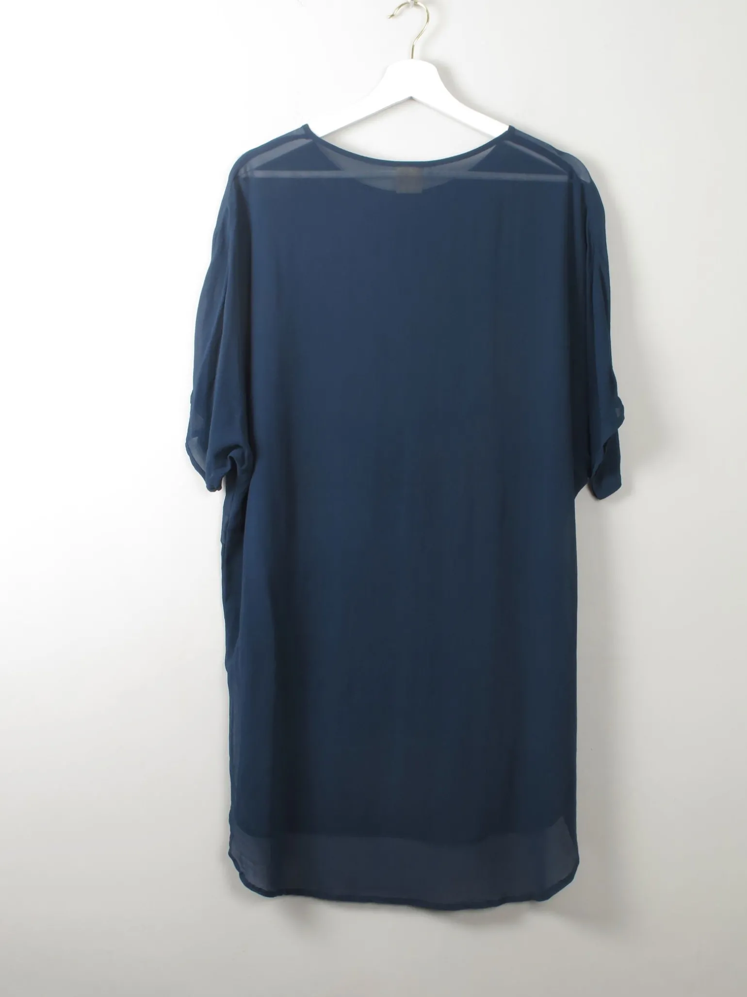 Women's Silk Petrol Blue Sheer Tunic M/L