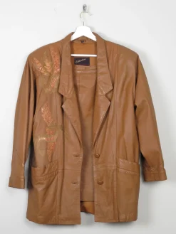 Women's Tan Leather Suit Jacket M